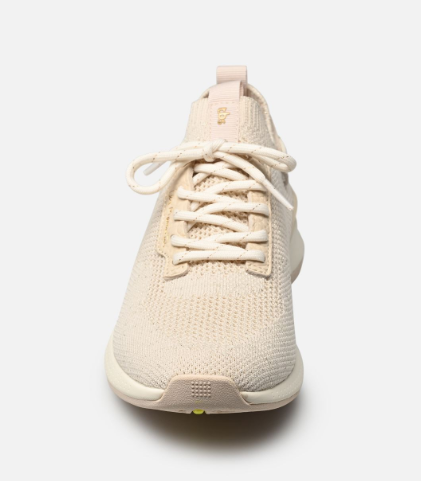 Tennis femme maille Extensible Sans couture Semelle compensée Très léger Lacet Toile et cuir TBS coloris beige lin – Image 4