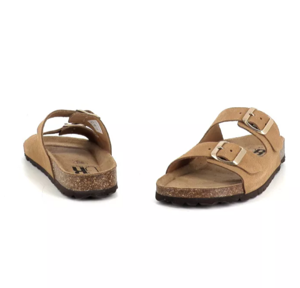 Mule femme Deux boucles Cuir Semelle plate ergonomique GEO REINO coloris camel – Image 5