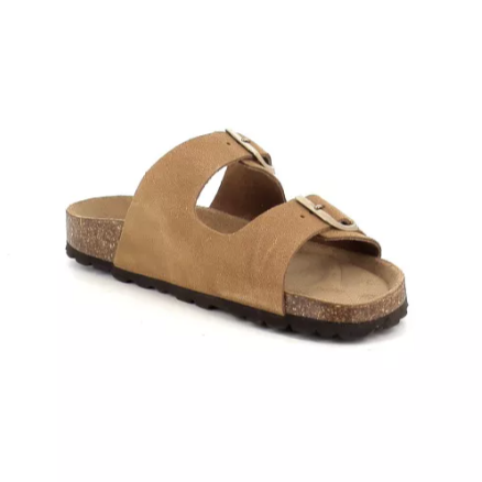 Mule femme Deux boucles Cuir Semelle plate ergonomique GEO REINO coloris camel – Image 3