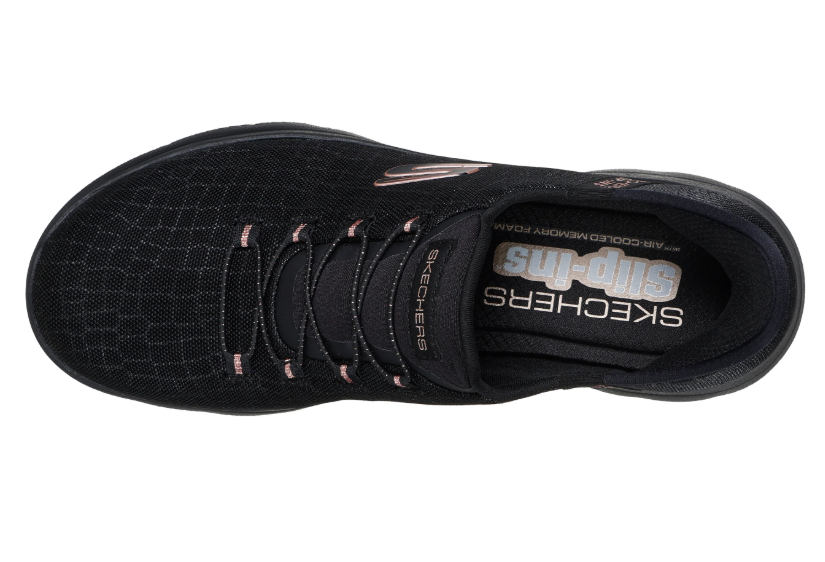 Tennis femme Lacet élastique Textile épais Talon compensé Lavable en machine SKECHERS Summits Coloris noir – Image 4