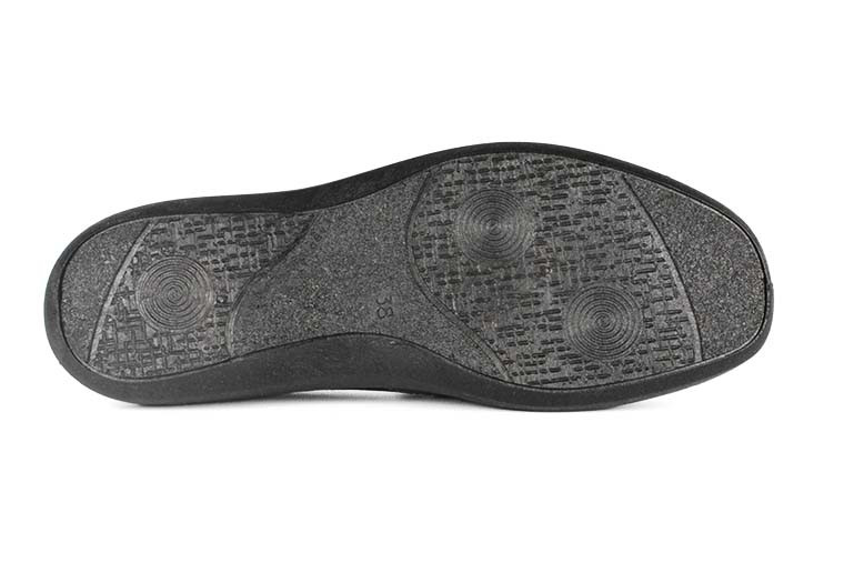 Mocassin Pantoufle femme Matière extensible Doublure textile Pieds sensibles FARGEOT coloris noir – Image 6