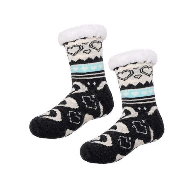 Chaussettes Pilou Noires avec Cœur Gris – Image 2
