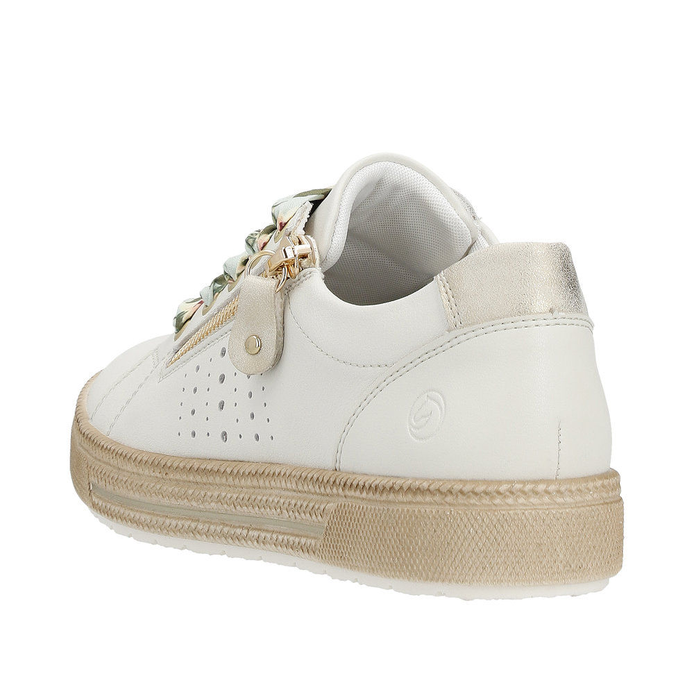 Tennis femme semelle plateforme lacets personnalisables + fermeture éclair REMONTE blanc beige – Image 7