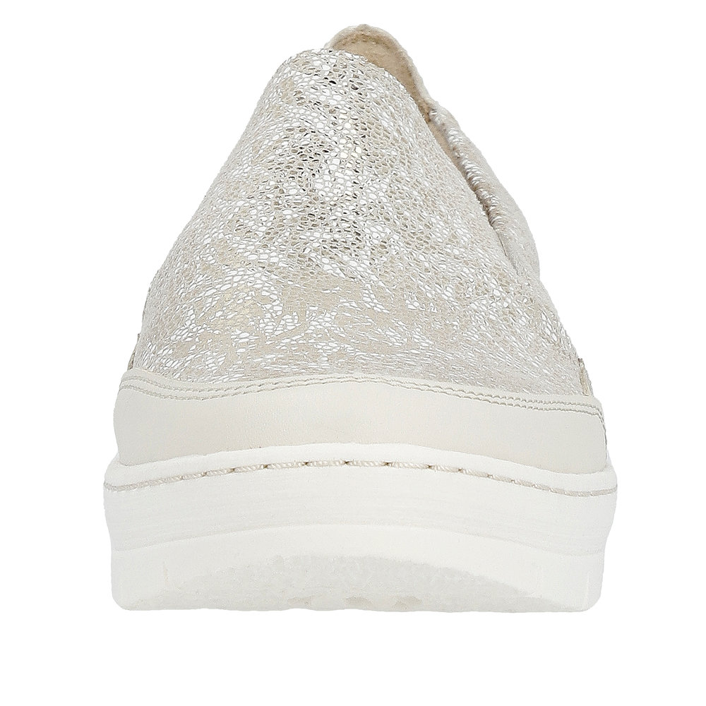 Chaussures souple femme cuir / nubuck Élastiqué côtés Semelle épaisse REMONTE beige doré – Image 5