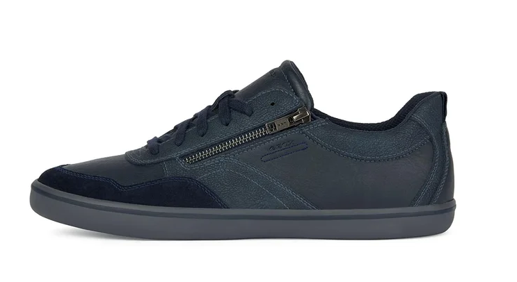 Tennis Geox Homme Style Citadin Confort Respirant dessus cuir fermeture lacets + zip GEOX U ELVER B coloris bleu – Image 2