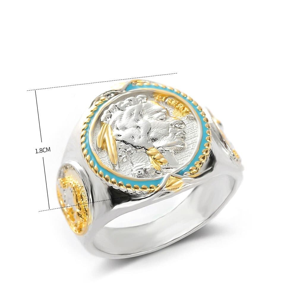 Bague Indienne Chef Amérindien (Plaqué Or) – Image 6
