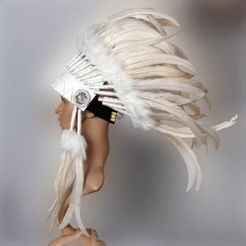 Coiffe Indienne Coiffe à plumes blanc neige