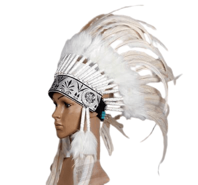 Coiffe Indienne Blanc Neige et Crème – Image 2