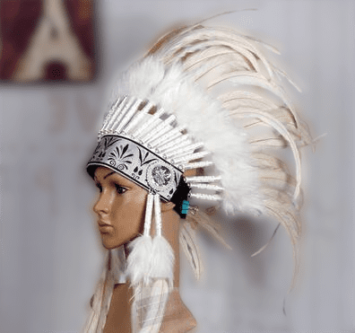 Coiffe Indienne Blanc Neige et Crème