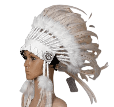 Coiffe Indienne Coiffe à plumes blanc neige – Image 3