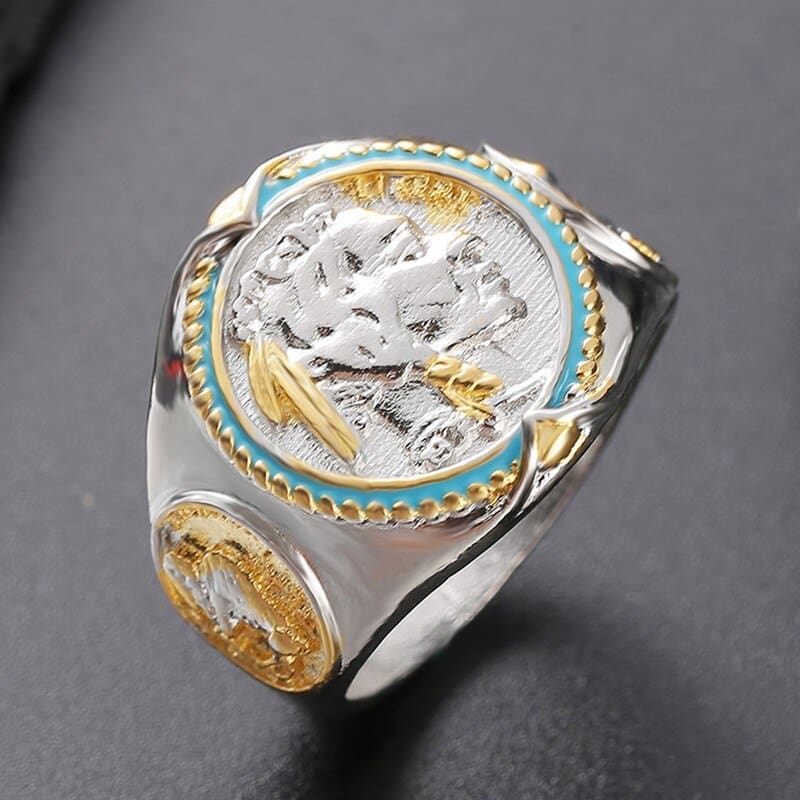 Bague Indienne Chef Amérindien (Plaqué Or)