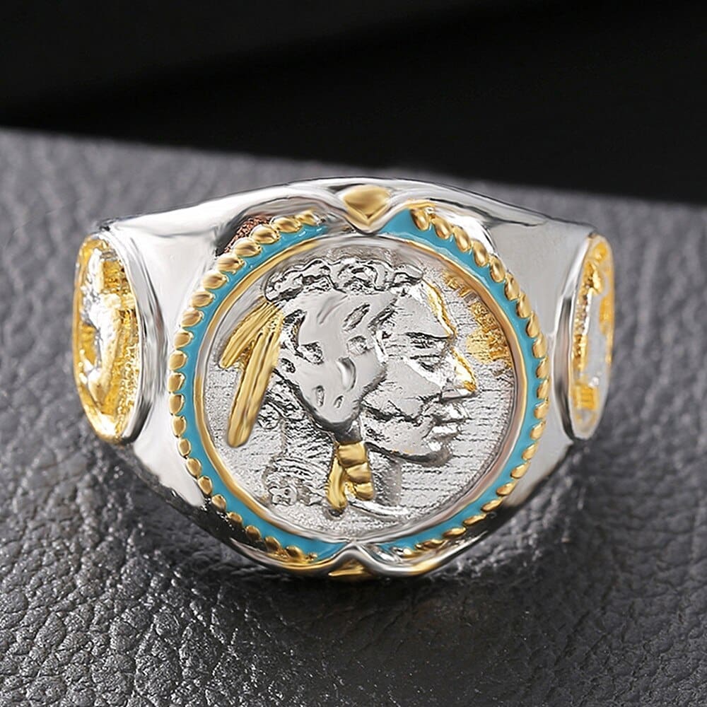 Bague Indienne Chef Amérindien (Plaqué Or) – Image 4