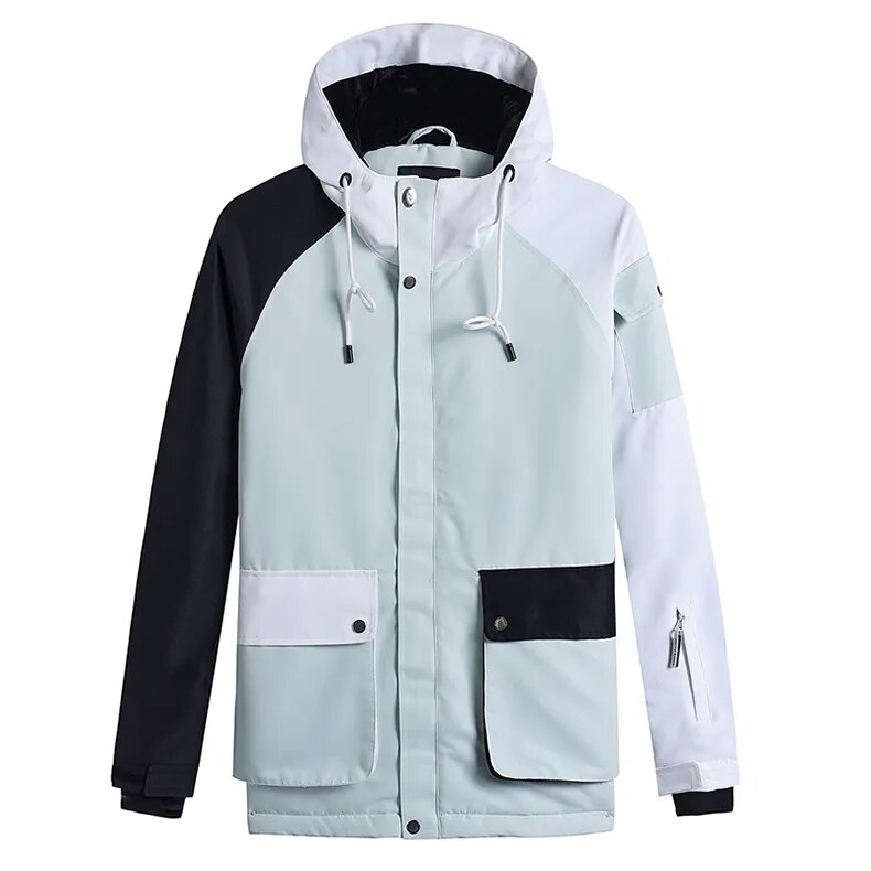 Veste de ski femme bleue moderne avec poches colorées