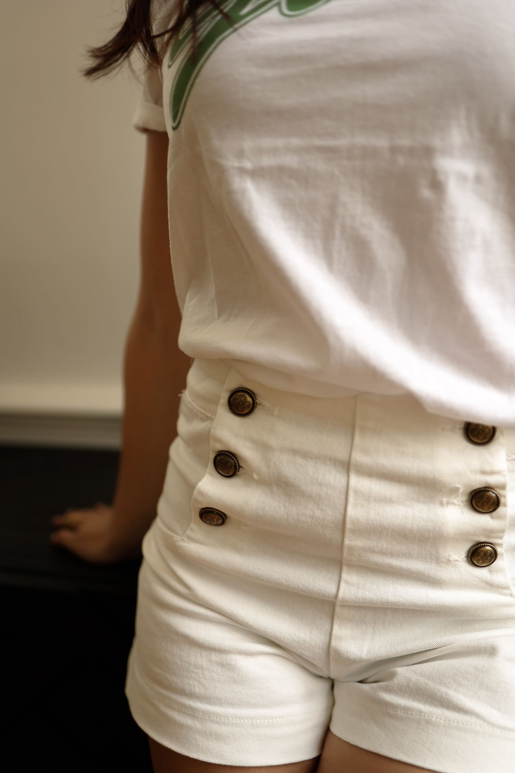 Short en jean taille haute blanc – Image 6