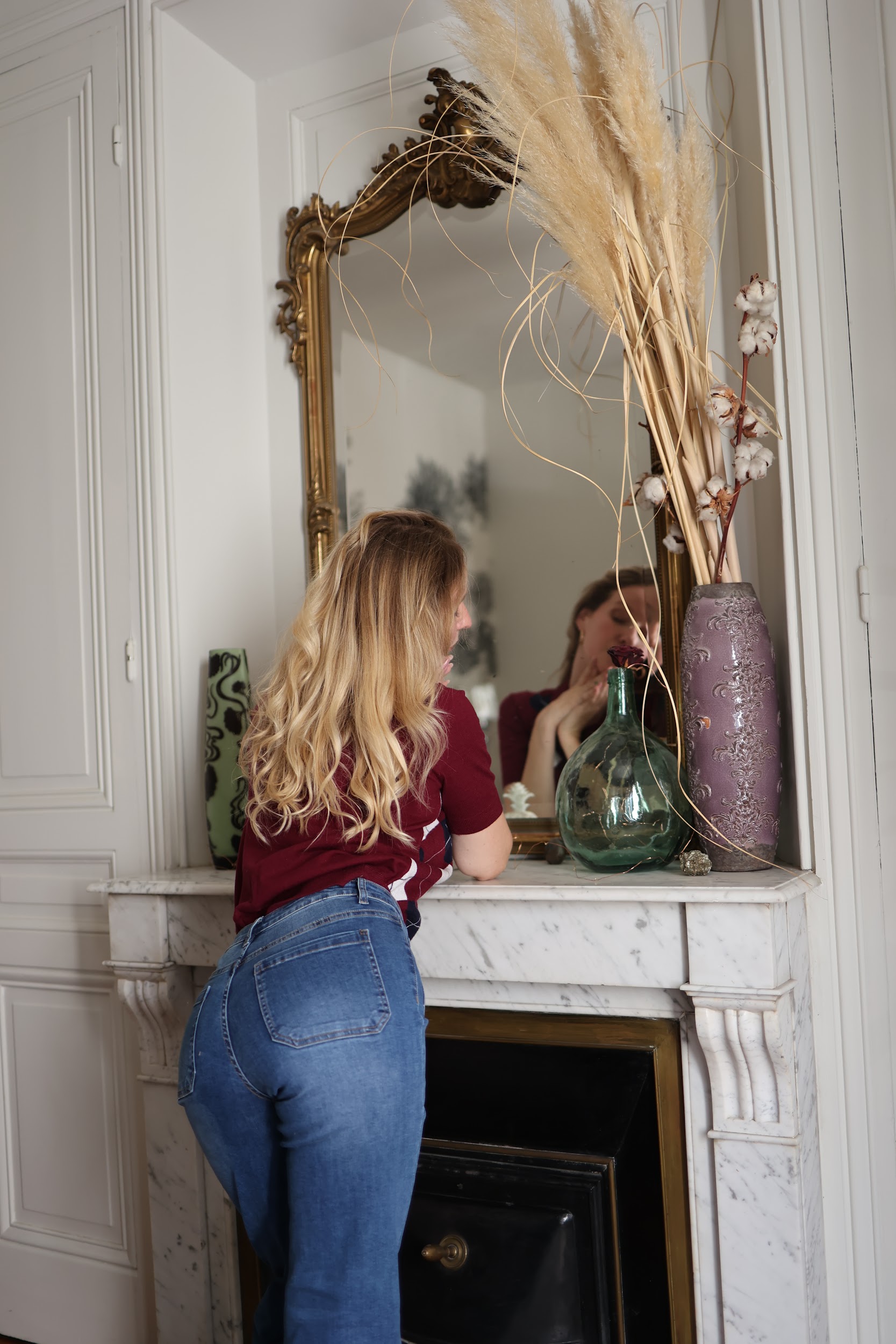 Jean flare bleu brut et gris – Image 6