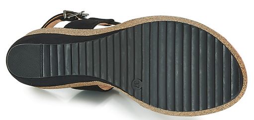 Sandale femme Talon compensé haut Forme tong passe-doigt LPB/LES PETITES BOMBES Maeva coloris noir / liège – Image 7