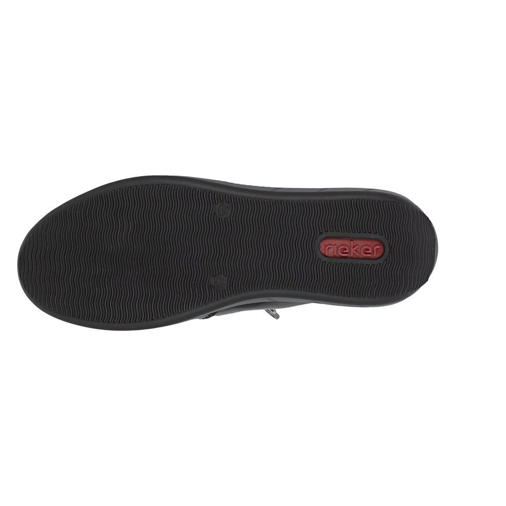 Tennis femme Lacets + deux fermetures éclair Talon compensé Cuir très souple Grande largeur REMONTE N1100-25 coloris noir – Image 7