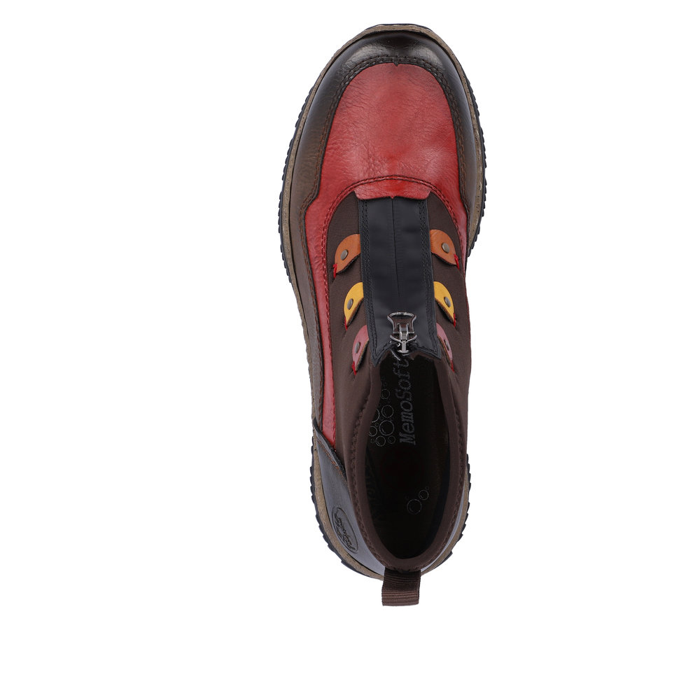 Boots femme semelle compensée fermeture par zip confortable coloris marron multicolore RIEKER N3277-25 – Image 4