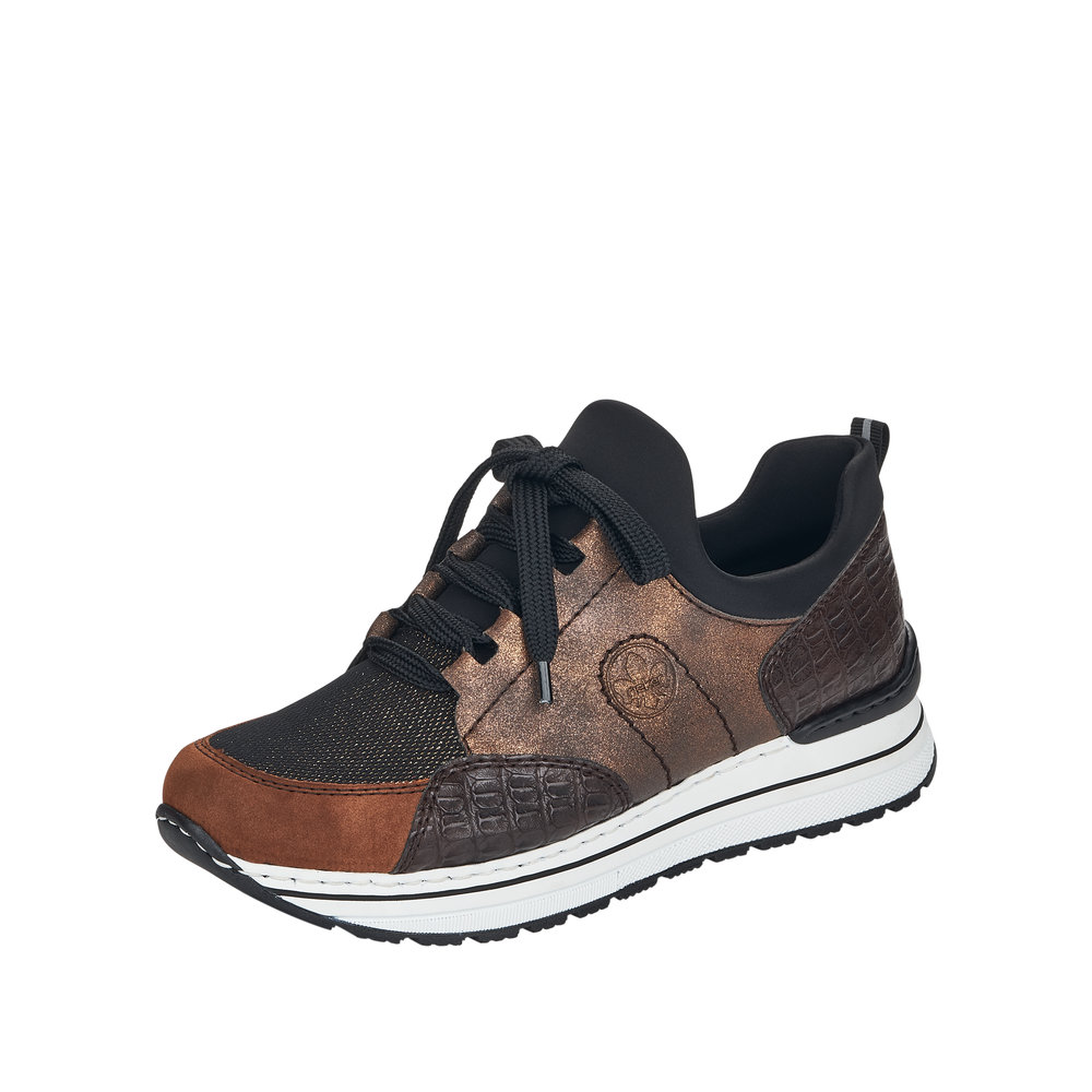 sneakers femme Lacet Chausson intégral A enfiler RIEKER N6983-24 coloris marron combiné – Image 2