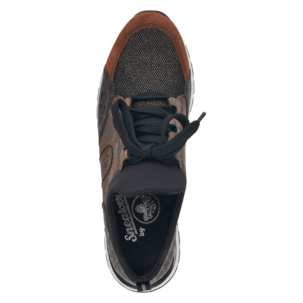 sneakers femme Lacet Chausson intégral A enfiler RIEKER N6983-24 coloris marron combiné – Image 8