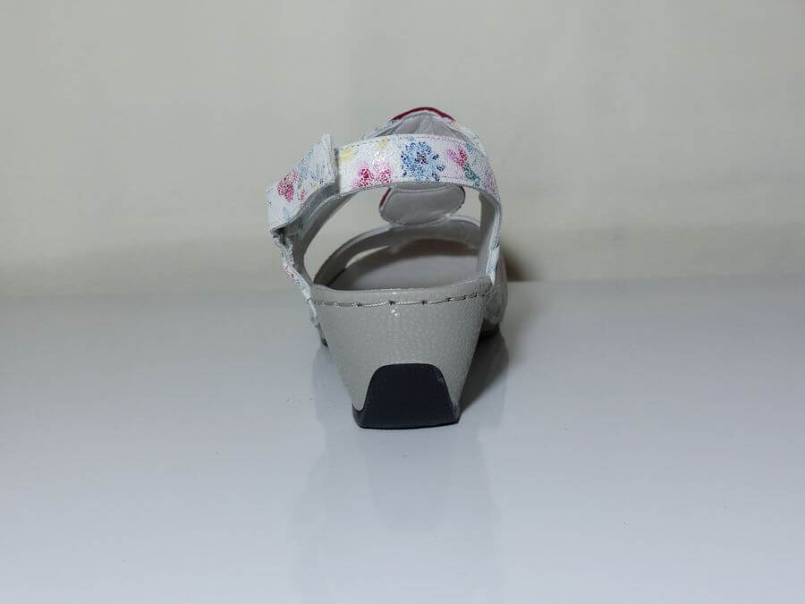 Sandale cuir femme talon compensé semelle intérieure amovible coloris rouge/liberty BOISSY – Image 5