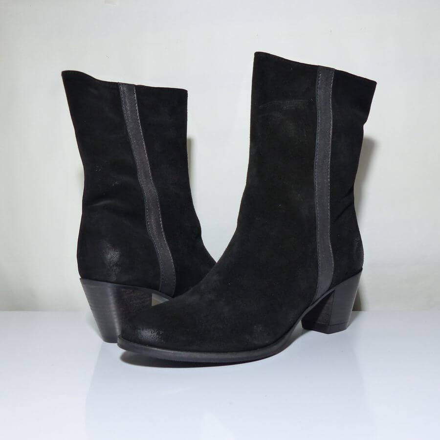 Botte femme cuir à talon fermeture éclair WSTYLE coloris noir/argent