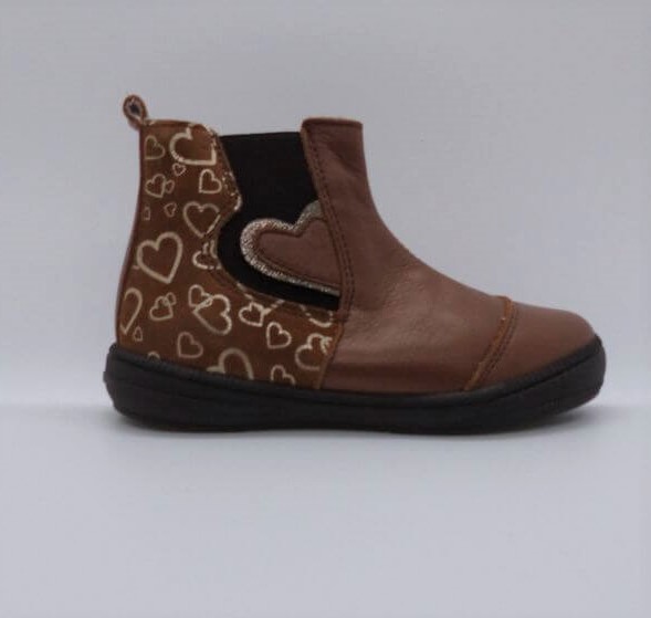 Bottines fillette Forme Chelsea élastiqué côté extérieur Fermeture zip BOPY Sona couleur caramel – Image 2