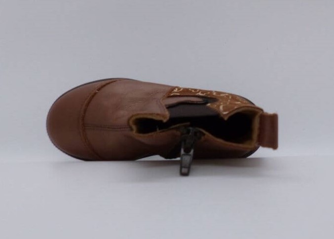 Bottines fillette Forme Chelsea élastiqué côté extérieur Fermeture zip BOPY Sona couleur caramel – Image 6