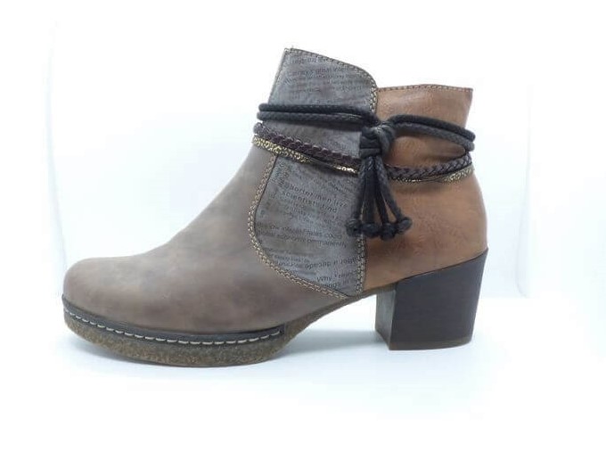 Bottines femme talon carré coloris marron multi doublure chaude RIEKER 59098-64 – Image 2