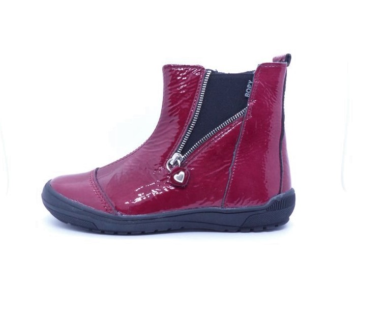 Bottine fillette élastiquée côté Cuir vernis BOPY sazap coloris prune – Image 2