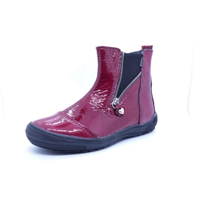Bottine fillette élastiquée côté Cuir vernis BOPY sazap coloris prune