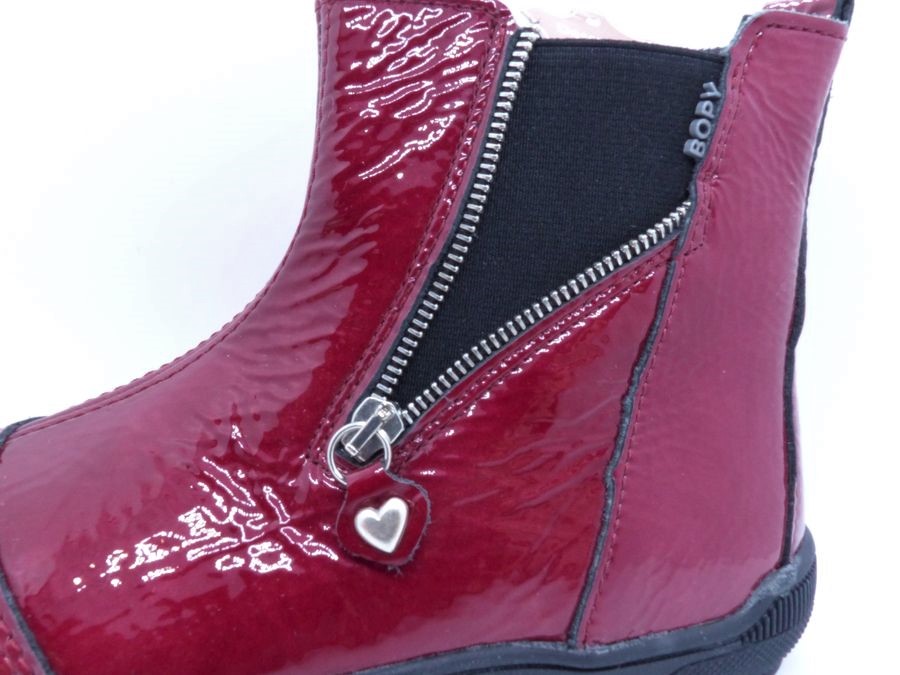 Bottine fillette élastiquée côté Cuir vernis BOPY sazap coloris prune – Image 8