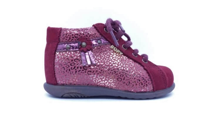 Bottillon fille Chaussures montantes à lacet ZOLIRA BOPY coloris rouge / reflets dorés – Image 2