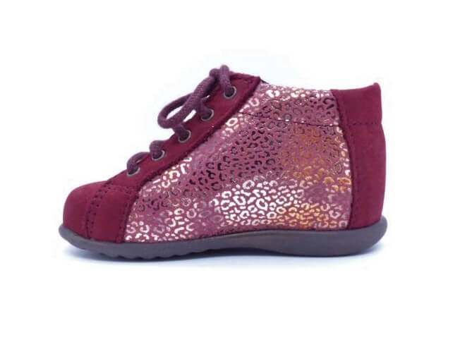 Bottillon fille Chaussures montantes à lacet ZOLIRA BOPY coloris rouge / reflets dorés – Image 3