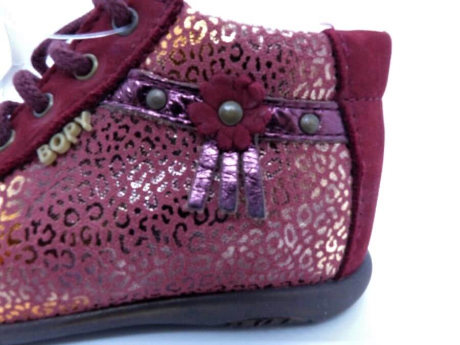 Bottillon fille Chaussures montantes à lacet ZOLIRA BOPY coloris rouge / reflets dorés – Image 8