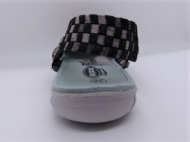 Chaussure sandale ouverte femme, tressée élastiquée semelle plate coloris gris ROCK SPRING – Image 6