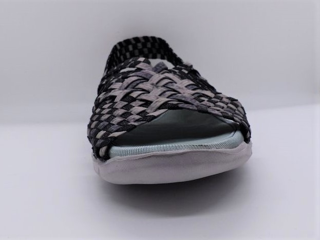 Chaussure sandale ouverte femme, tressée élastiquée semelle plate coloris gris ROCK SPRING – Image 7