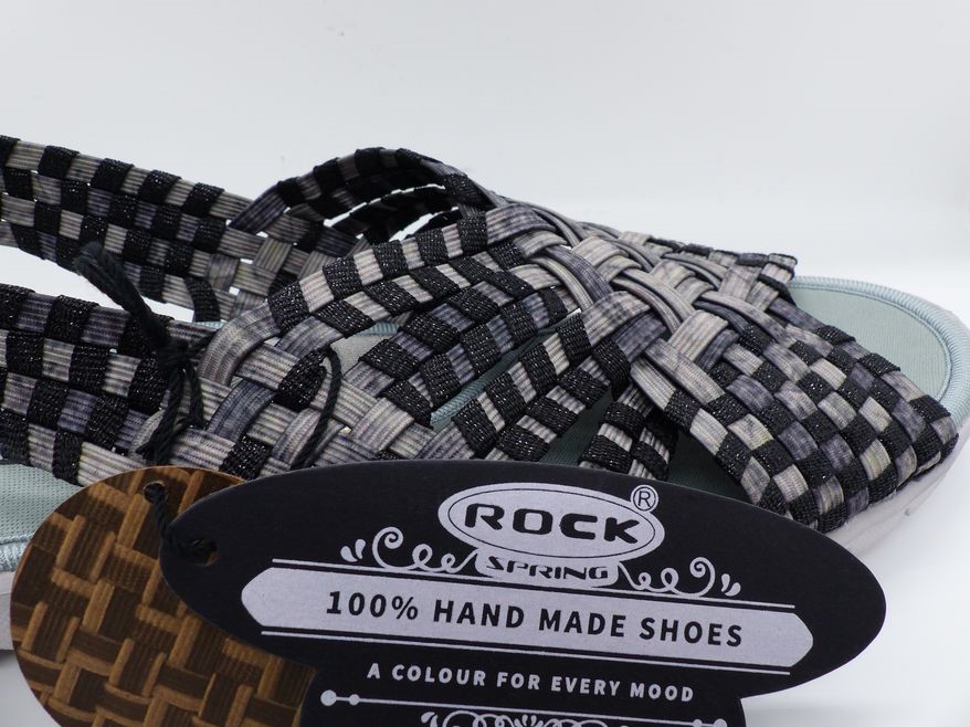 Chaussure sandale ouverte femme, tressée élastiquée semelle plate coloris gris ROCK SPRING – Image 8