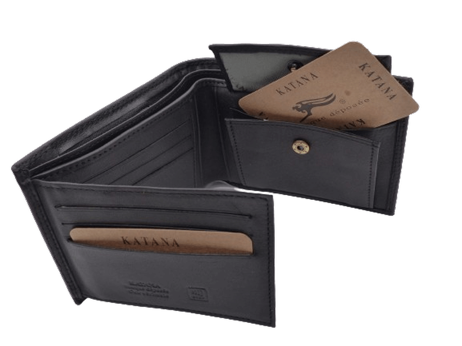 Portefeuille Italien Homme en Cuir Vachette Un volet libre KATANA Noir – Image 5