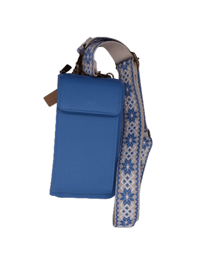 Portefeuille Compagnon Porte-Téléphone Bandoulière fantaisie Forme rectangulaire MANDOLINE 3 coloris camel bleu doré – Image 8