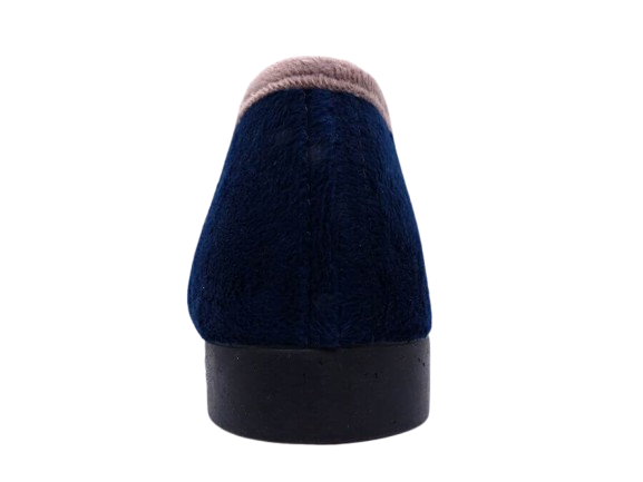 Pantoufle femme Chausson chaud Semelle plate SEMELFLEX coloris bleu/taupe – Image 7