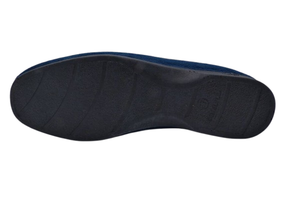 Pantoufle femme Chausson chaud Semelle plate SEMELFLEX coloris bleu/taupe – Image 9