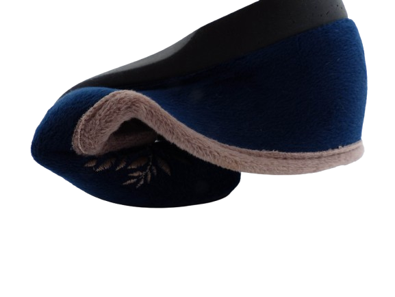 Pantoufle femme Chausson chaud Semelle plate SEMELFLEX coloris bleu/taupe – Image 8