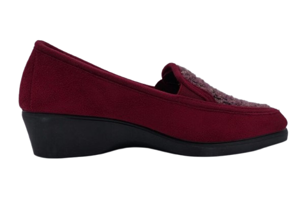 Chaussons à talon compensé Elastiqué côtés SEMELFLEX JOY coloris bordeaux – Image 4