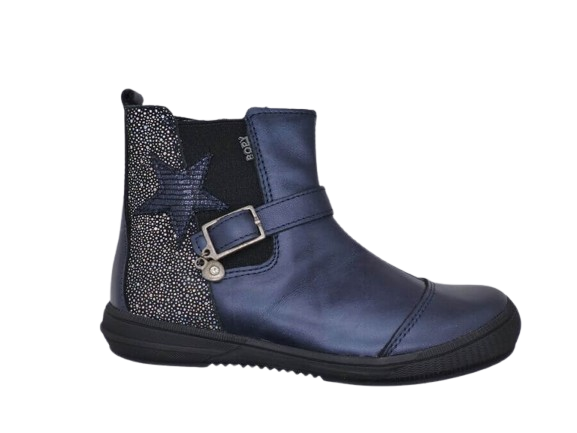 Bottine fillette élastiquée côté externe Cuir doublure chaude BOPY soko coloris marine