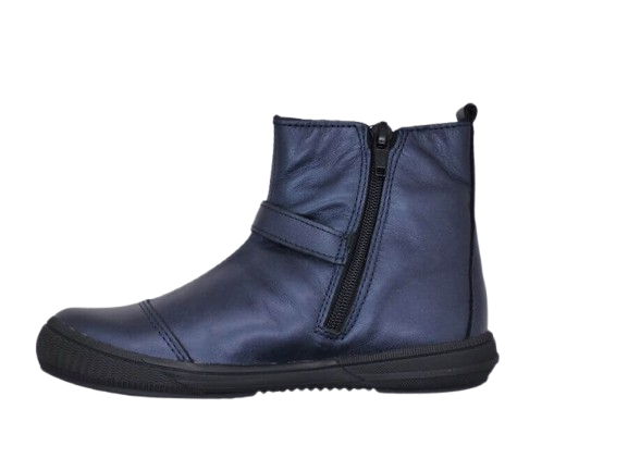 Bottine fillette élastiquée côté externe Cuir doublure chaude BOPY soko coloris marine – Image 2