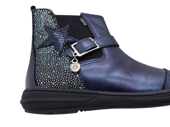 Bottine fillette élastiquée côté externe Cuir doublure chaude BOPY soko coloris marine – Image 5