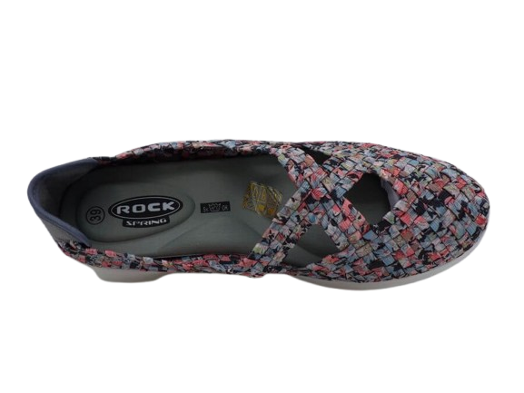 Chaussure femme Ballerine élastique extensible Bride croisée Semelle compensée ROCK SPRING XERA Coloris bleu dur, bleu pale, gris – Image 8