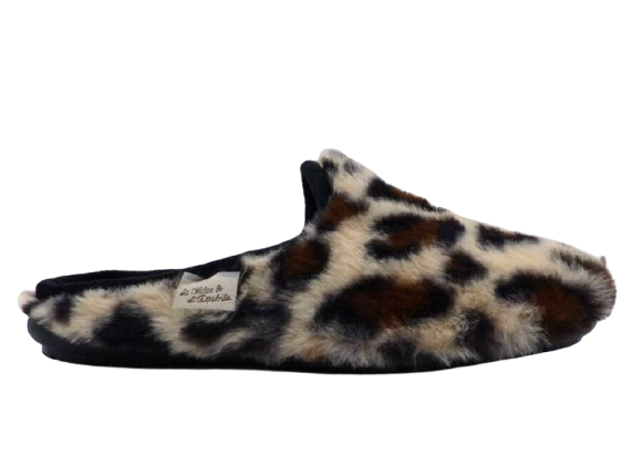 Mules femme fourrure imprimé léopard Chaussons dame chaud Semelle élastomère talon deux cm LA MAISON DE L’ESPADRILLE Coloris beige – Image 7