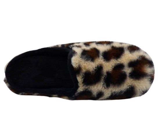 Mules femme fourrure imprimé léopard Chaussons dame chaud Semelle élastomère talon deux cm LA MAISON DE L’ESPADRILLE Coloris beige – Image 2